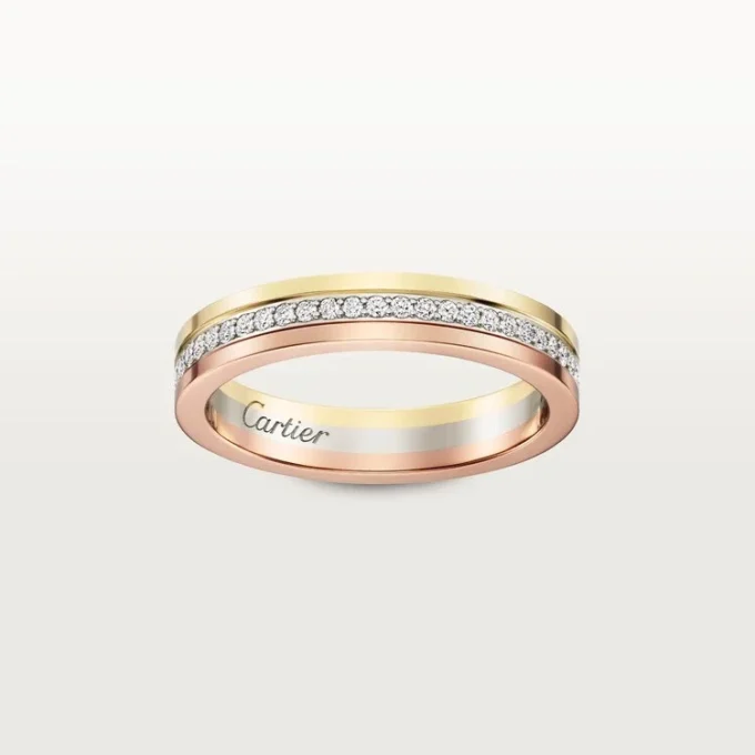 Alianza Trinity – Oro blanco, oro amarillo, oro rosa, diamantes – Cartier