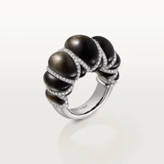 Anillo Cartier Libre Tressage, obsidiana, diamantes