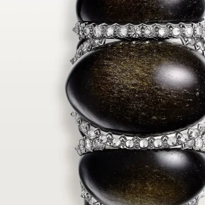 Anillo Cartier Libre Tressage, obsidiana, diamantes