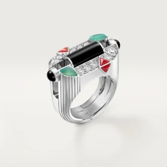 Anillo Geometrie & Contrastes, crisoprasa, pavé