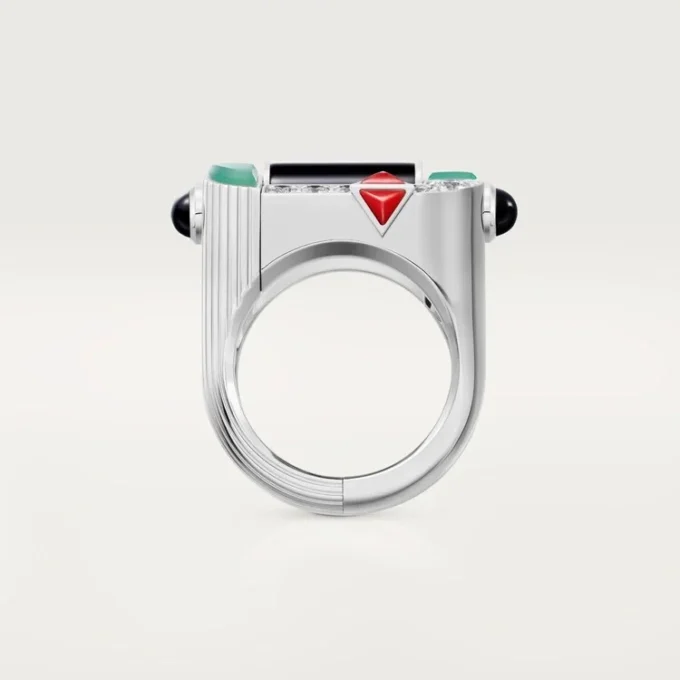 Anillo Geometrie & Contrastes, crisoprasa, pavé