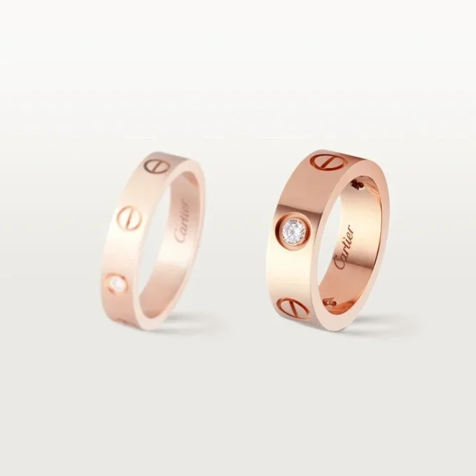 Anillo Love, 3 diamantes – Oro rosa, Diamantes – Cartier Anillo Love, 3 diamantes – Oro rosa, Diamantes – Cartier