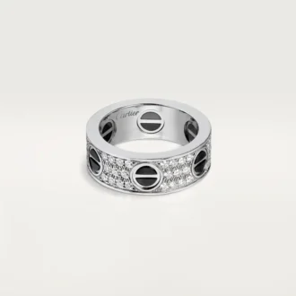 Anillo Love, con pavé de diamantes, cerámica – Oro blanco, cerámica, diamantes – Cartier