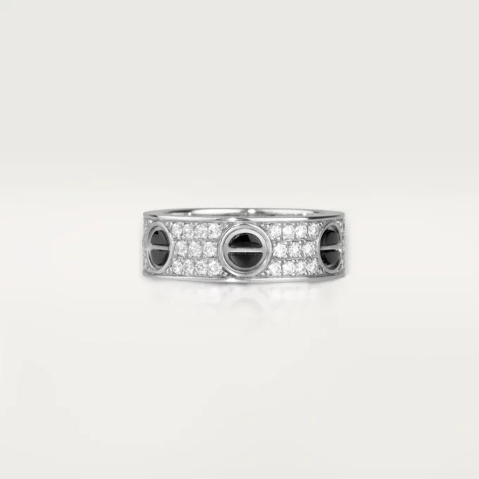 Anillo Love, con pavé de diamantes, cerámica – Oro blanco, cerámica, diamantes – Cartier