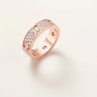Anillo Love, modelo clásico, pavé, 6 diamantes