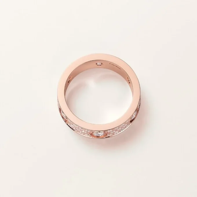 Anillo Love, modelo clásico, pavé, 6 diamantes