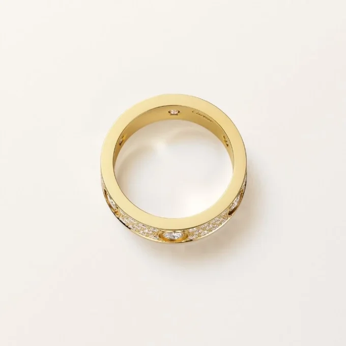 Anillo Love, modelo clásico, pavé, 6 diamantes