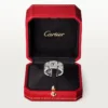 Anillo Maillon Panthere, 3 filas con medio pavé de diamantes – Oro blanco, diamantes – Cartier