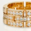 Anillo Maillon Panthere, 3 filas con medio pavé de diamantes – Oro rosa, diamantes – Cartier
