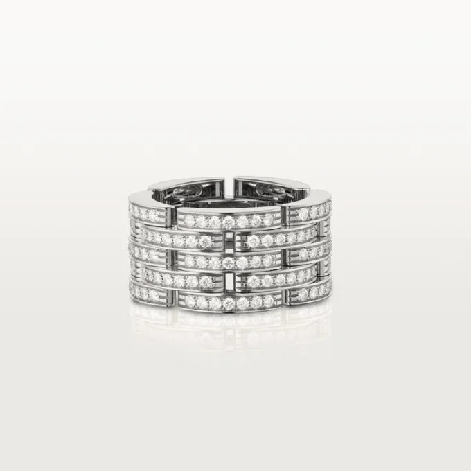 Anillo Maillon Panthere, cinco filas, pavé