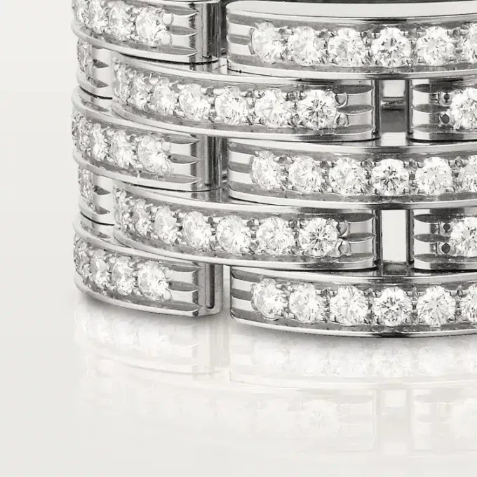 Anillo Maillon Panthere, cinco filas, pavé