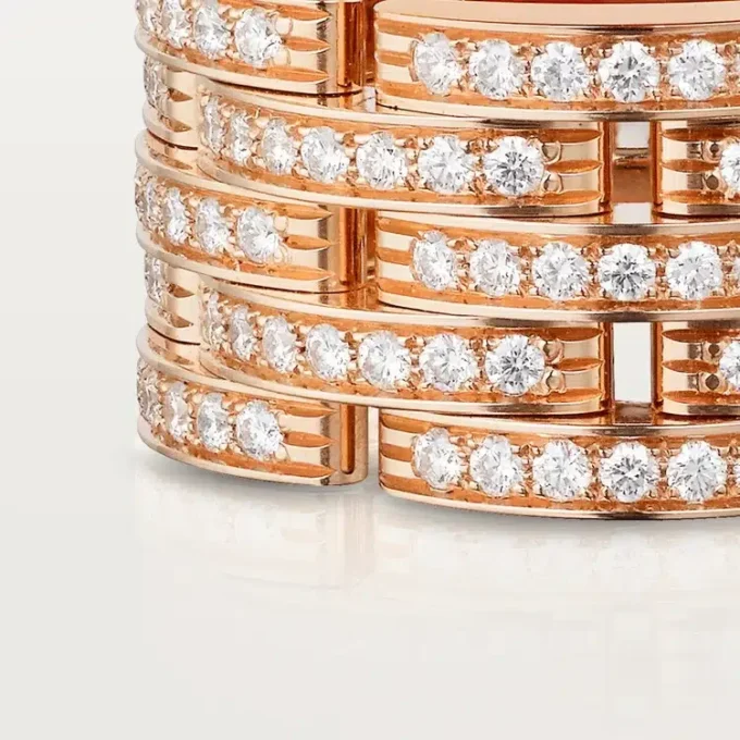 Anillo Maillon Panthere, cinco filas, pavé