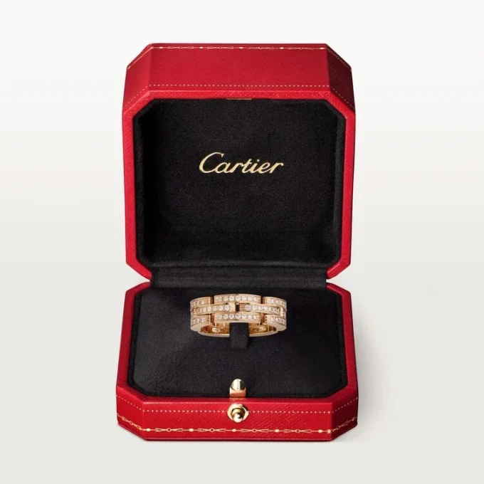 Anillo Maillon Panthere, triple fila, pavé