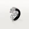 Anillo Panthere De Cartier, laca negra, pavé