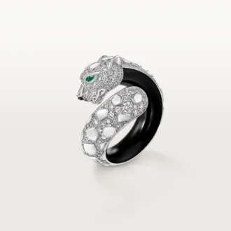 Anillo Panthere De Cartier, laca negra, pavé
