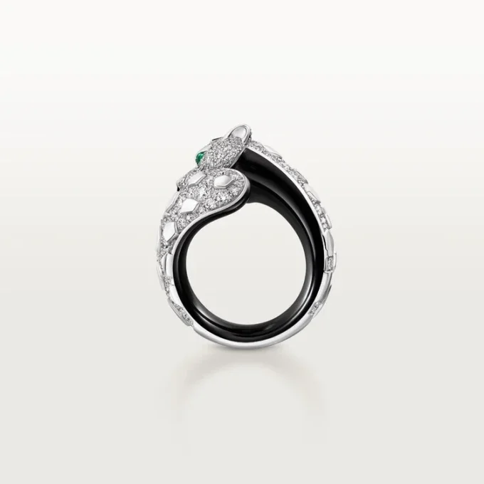 Anillo Panthere De Cartier, laca negra, pavé