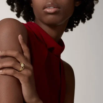 Anillo Panthere de Cartier – Oro amarillo, laca, diamantes, granate tsavorita – Cartier