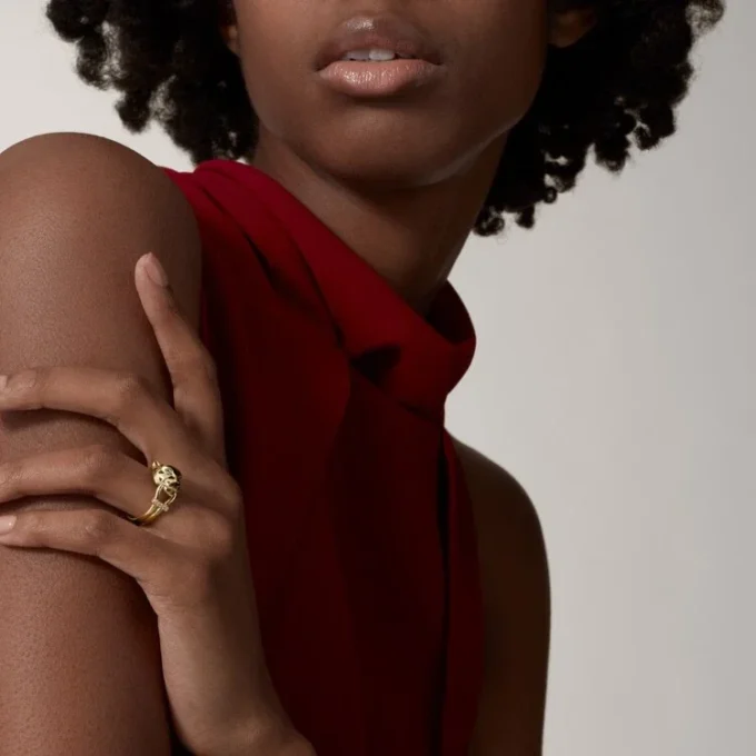 Anillo Panthere de Cartier – Oro amarillo, laca, diamantes, granate tsavorita – Cartier