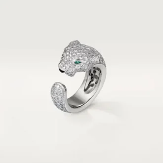 Anillo Panthere De Cartier – Oro blanco, diamantes, esmeraldas, ónix – Cartier