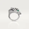 Anillo Panthere De Cartier – Oro blanco, diamantes, esmeraldas, ónix – Cartier