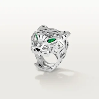 Anillo Panthere de Cartier – Oro blanco sin rodiar, granates tsavorita, ónix – Cartier
