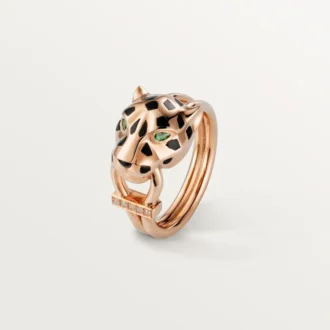 Anillo Panthere De Cartier – Oro rosa, granates tsavorita, ónix, laca negra, diamantes – Cartier