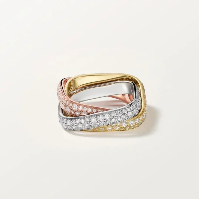 Anillo Trinity Cushion, modelo clásico, pavé