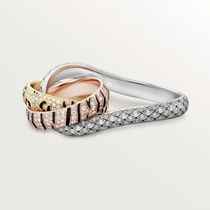 Anillo Trinity de dos dedos, lacado, pavé