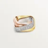 Anillo Trinity, forma cojín, modelo grande, medio pavé
