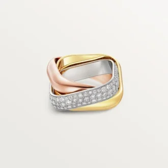 Anillo Trinity, forma cojín, modelo grande, medio pavé