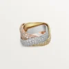 Anillo Trinity, forma de cojín, modelo grande, pavé