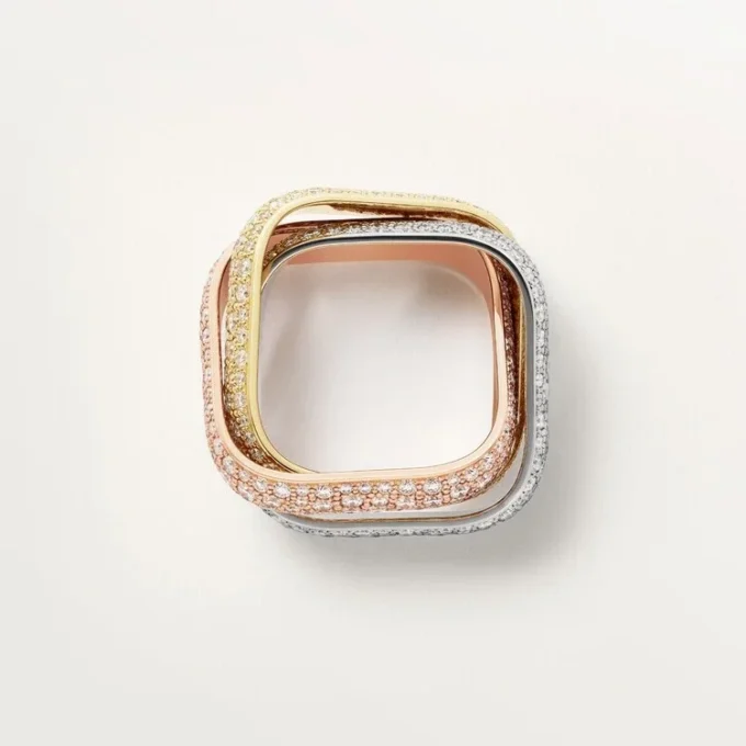 Anillo Trinity, forma de cojín, modelo grande, pavé