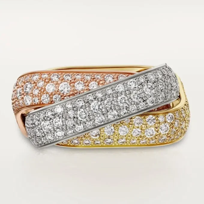 Anillo Trinity, forma de cojín, modelo grande, pavé