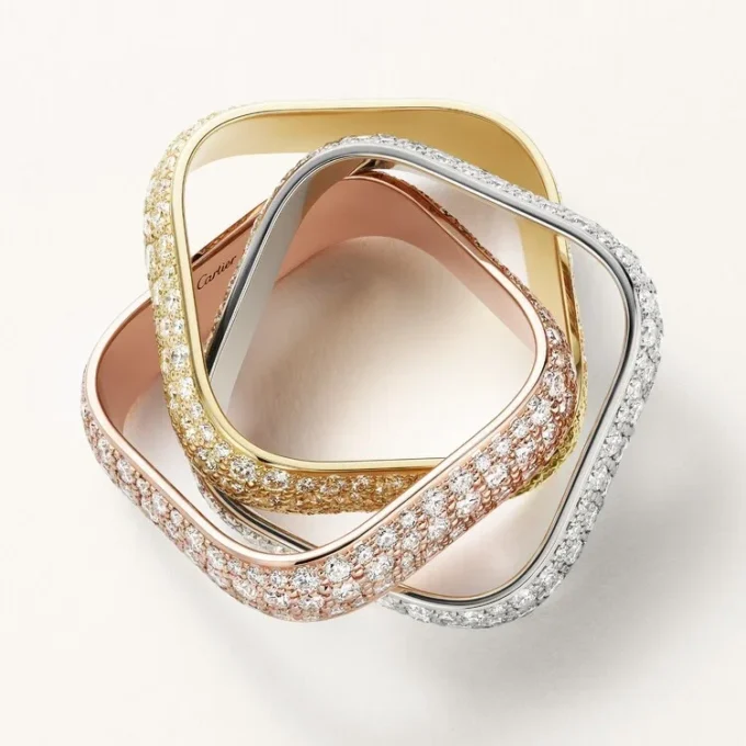Anillo Trinity, forma de cojín, modelo grande, pavé