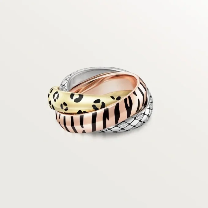 Anillo Trinity, laca, medio pavé