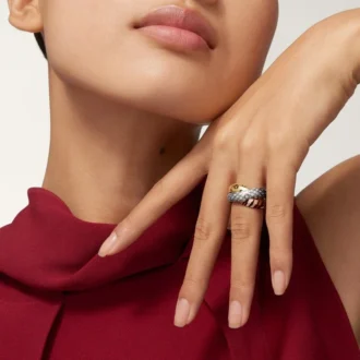 Anillo Trinity, laca, medio pavé