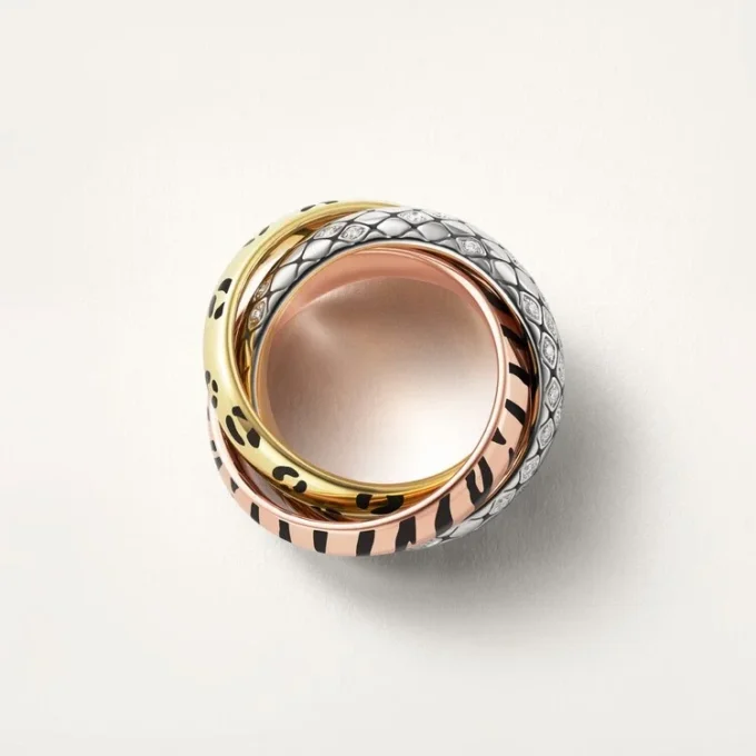 Anillo Trinity, laca, medio pavé