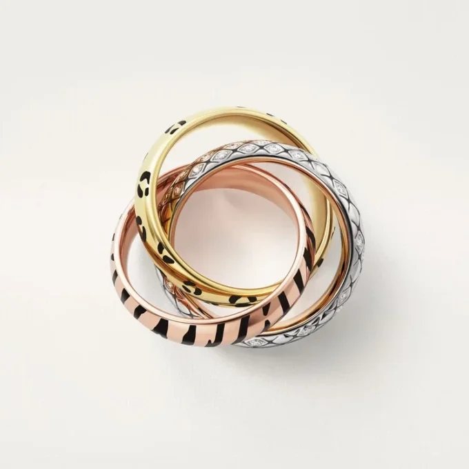 Anillo Trinity, laca, medio pavé