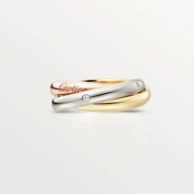 Anillo Trinity, modelo clásico, 5 diamantes