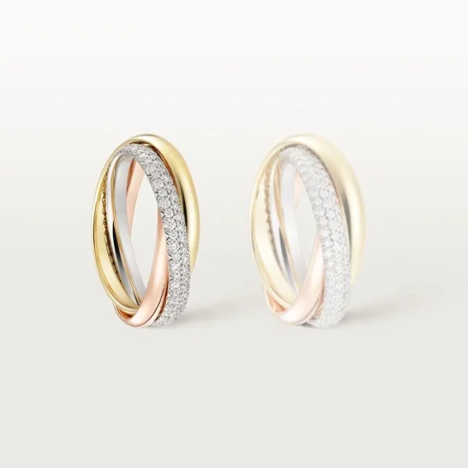 Anillo Trinity, modelo pequeño, semipavé