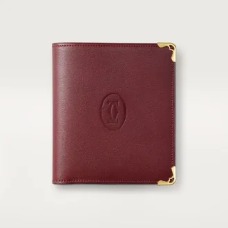 Billetera múltiple, Must de Cartier – Piel de becerro color burdeos, acabado dorado – Cartier