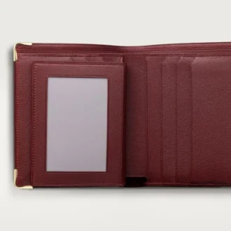 Billetera múltiple, Must de Cartier – Piel de becerro color burdeos, acabado dorado – Cartier