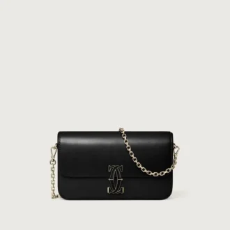 Bolso de cadena mini, Double C de Cartier – Piel de becerro negra, acabado en esmalte dorado y negro – Cartier
