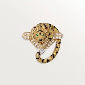 Broche Faune Et Flore De Cartier, diamantes amarillos, naranjas y marrones, pavé