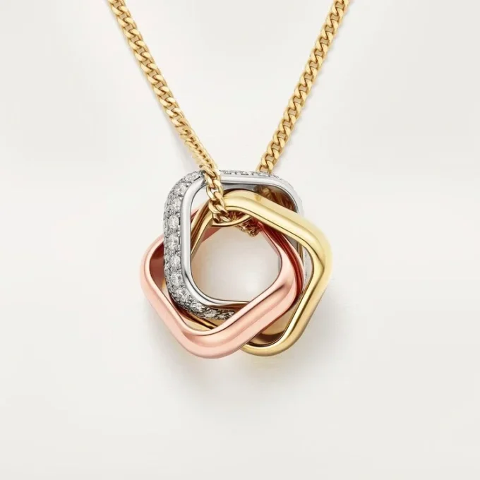 Colgante Trinity, forma cojín, medio pavé