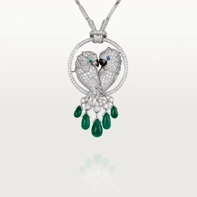 Collar Faune Et Flore De Cartier, gotas de esmeralda, pavé