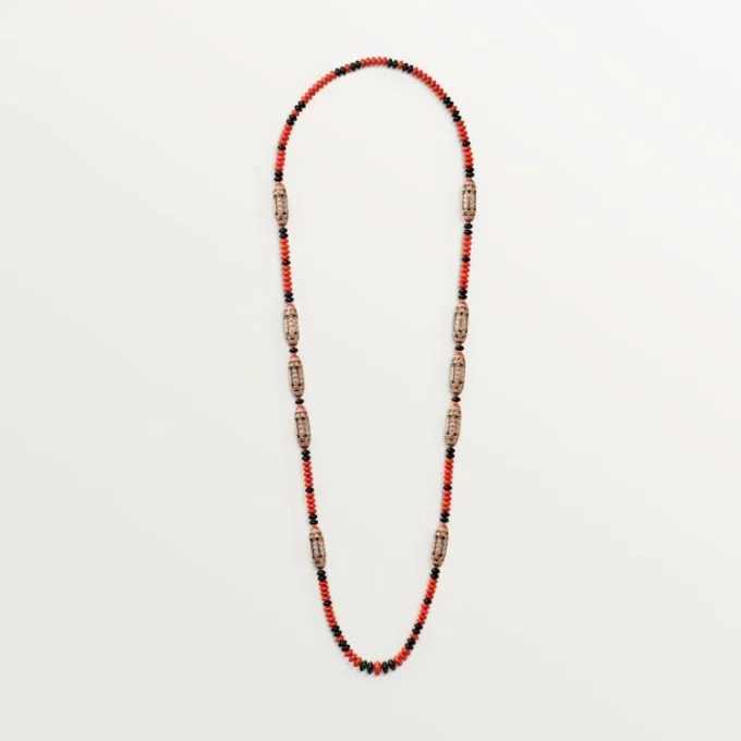 Collar Geometrie & Contrastes, coral, pavé