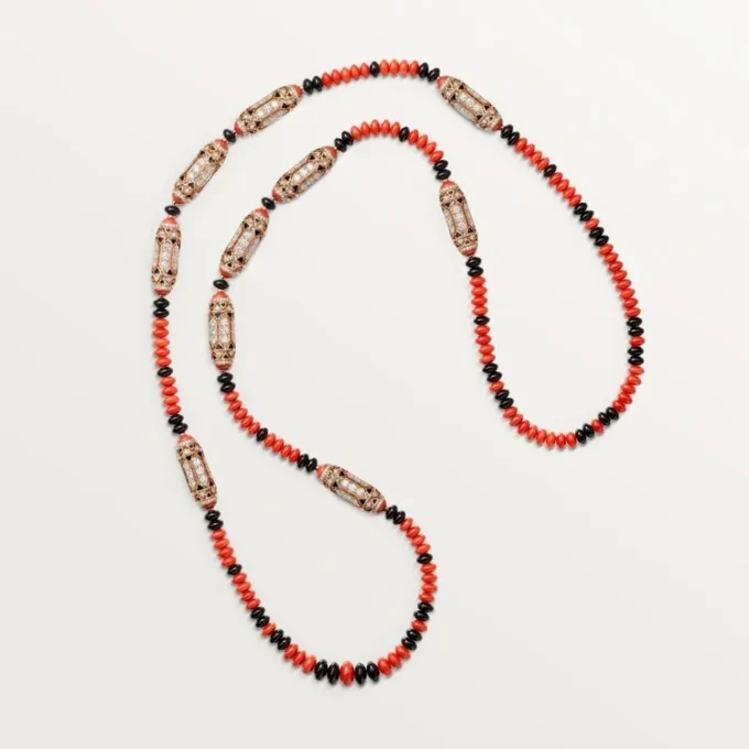 Collar Geometrie & Contrastes, coral, pavé
