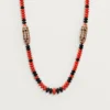 Collar Geometrie & Contrastes, coral, pavé