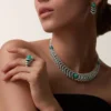Collar Geometrie & Contrastes, crisoprasa, pavé